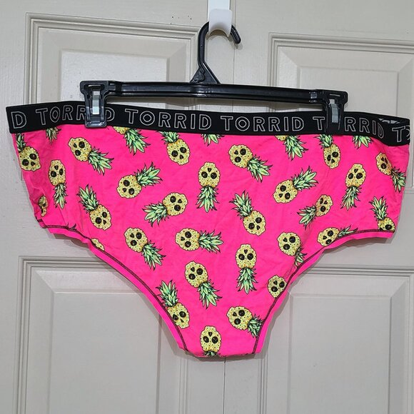 🆕️ Torrid Pineapple Skulls Tropical Coral Neon Pink Cotton Cheeky Logo Panty - Picture 2 of 2